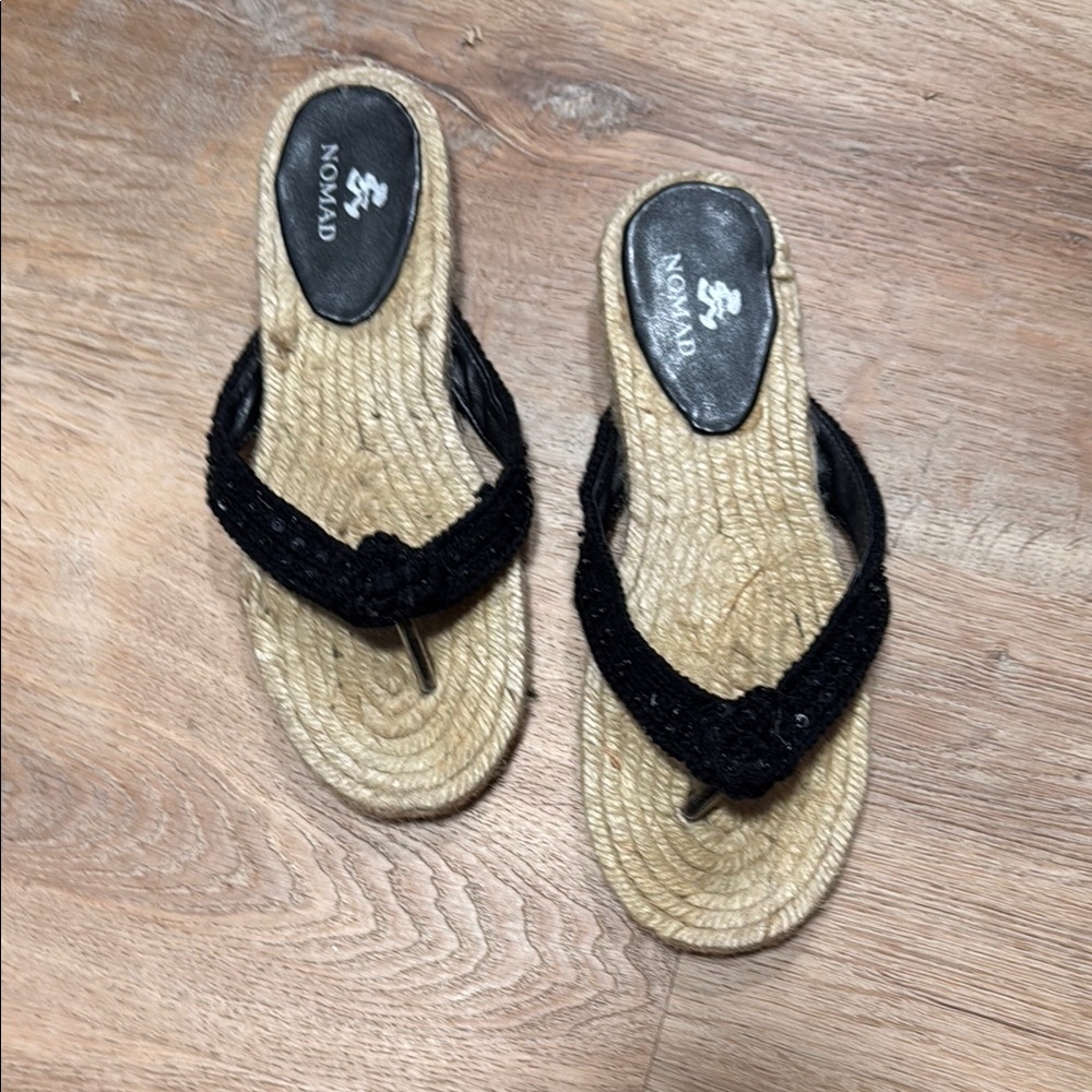 Nomad Black and Tan Espadrilles Size 8